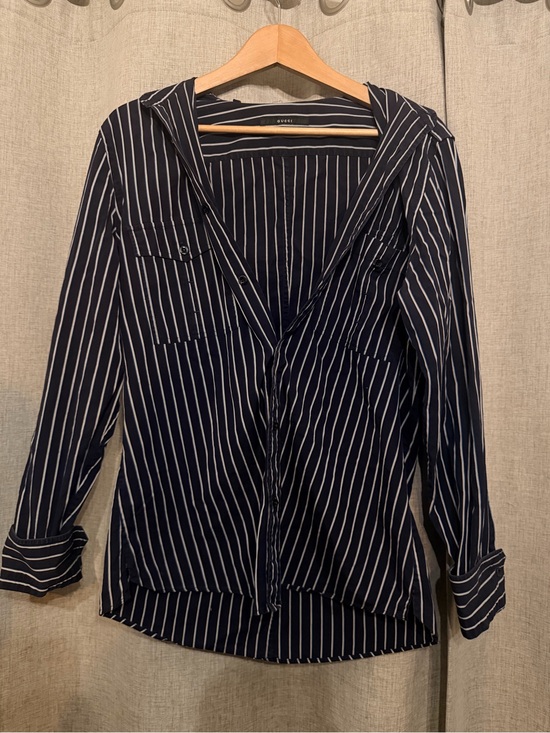 Gucci Tops - Gucci Navy and White Vertical Stripe Button-Down Shirt